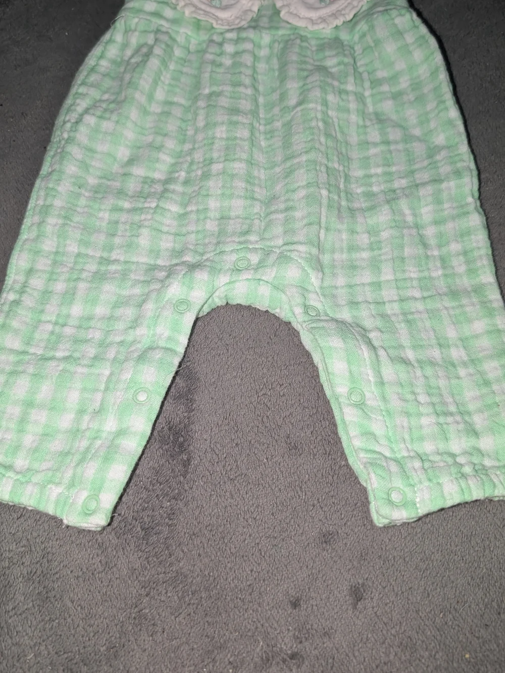 Cat & Jack Mint Gingham Baby Romper with White Scalloped Collar